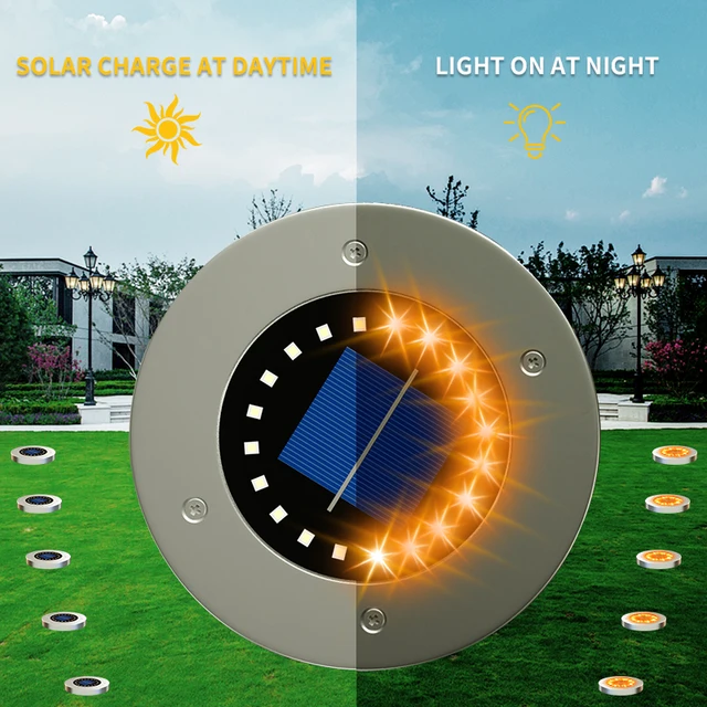 20 Napelemes Gyep Udvari Led Éjszakai Fény Eltemetett Napenergia Kerti Ip65 Vízálló Kültéri Útvonal Padló Földi Lámpa Alatt - Image 2