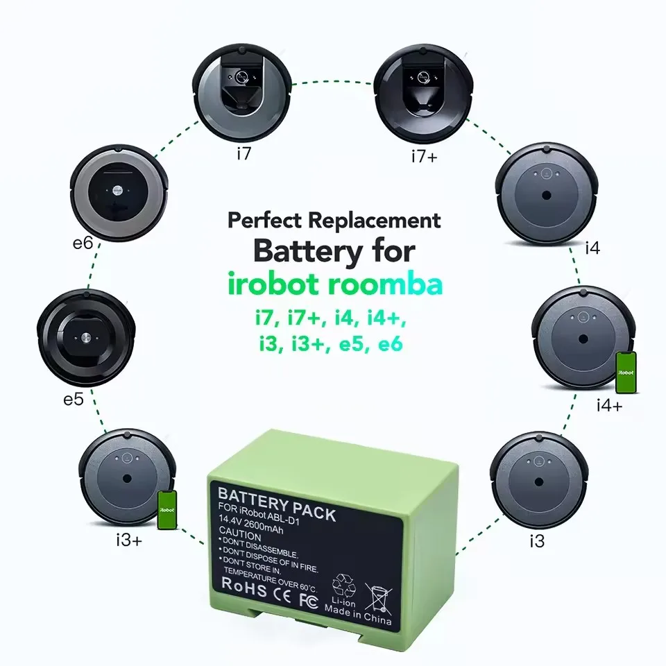 i7 14.4V 12800mAh i7 Battery Replacement for iRobot Roomba e and i Series i7+ e5 7150 7550 i3 3150 i3+ 3550 i4 4150 i4+ 4624864