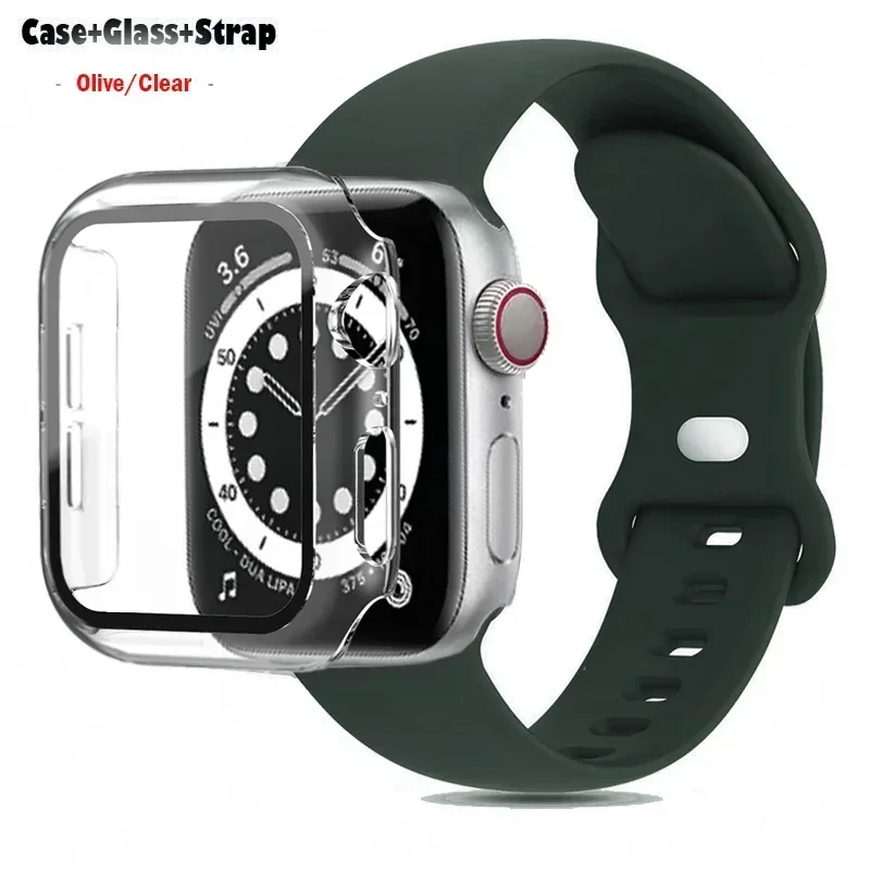 Stylish Silicone Bracelet for Apple Watch - Glass Case with Watchbands