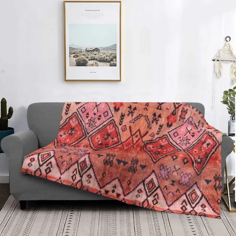 

Bohemian Farmhouse Stylish Moroccan Style Blankets Flannel Textile Decor Multifunction Warm Throw Blankets Home Quilt