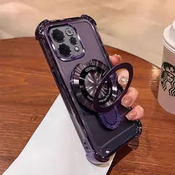 Luxury Plating Transparent TPU Protective Case with Foldable Bracket and Airbag Anti - Drop Design for VIVO V60 Lite (PURPLE)