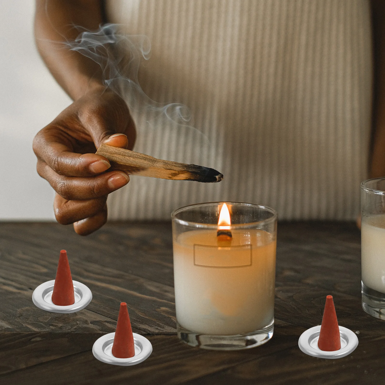50Pcs Incense Cone Holder Incense Cone Tray Plate Aluminum Alloy Sliver Container For Holder Zen Buddha Supplies