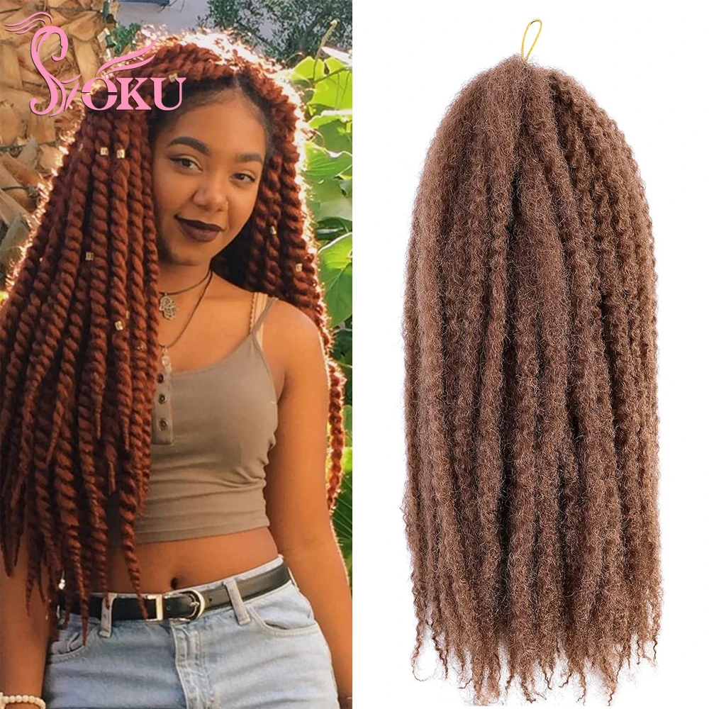 Honey Brown Marley Hair 18'' Afro Twist Hair For Butterfly Locs Crochet  Braids Hair Extensions Soku Kinky Straight Braiding Hair - Synthetic  Braiding Hair(for Black) - AliExpress