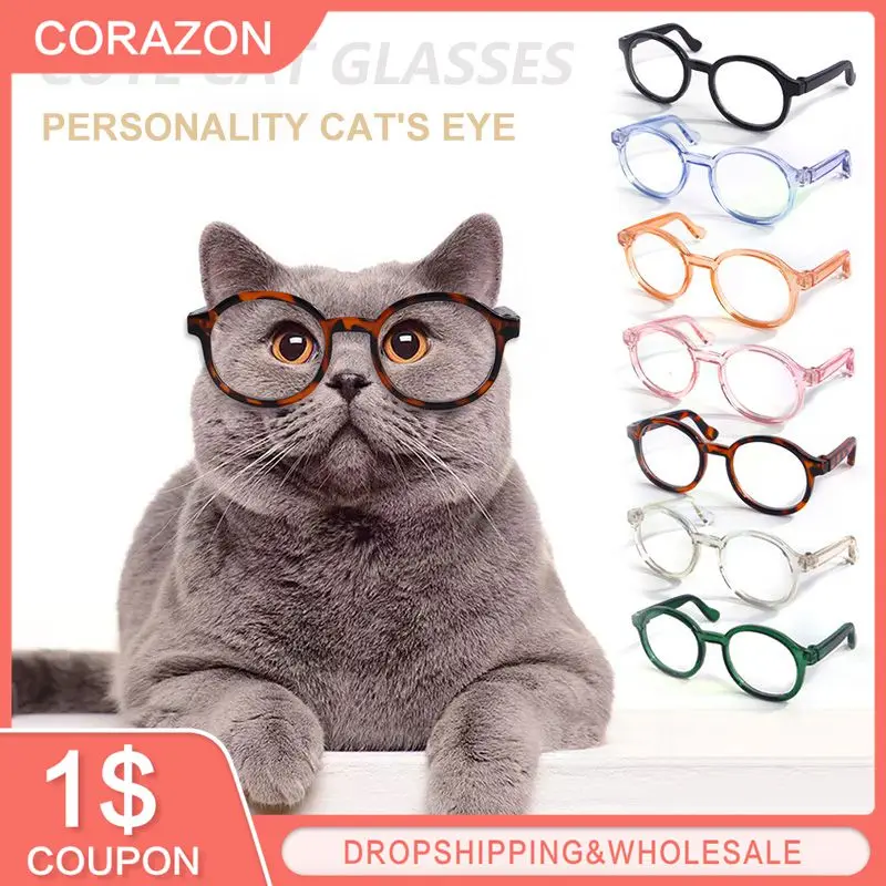 Pet Cute Glasses Plastic Transparent Cat Sun Glasses Dog Teddy Personality Funny Pet Dress Up Pet Supply Decoration Accessories