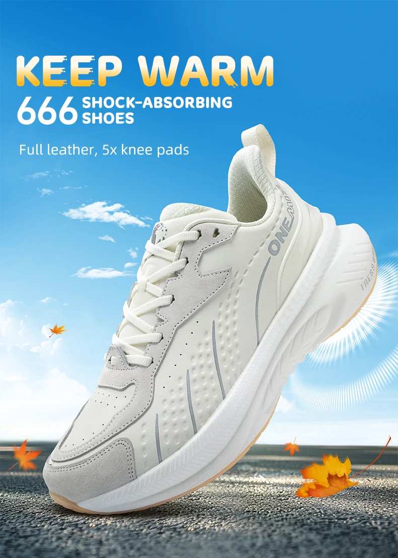 ONEMIX Leather Cover Cold Waterproof Lightweight Comfortable Breathable Running Shoes