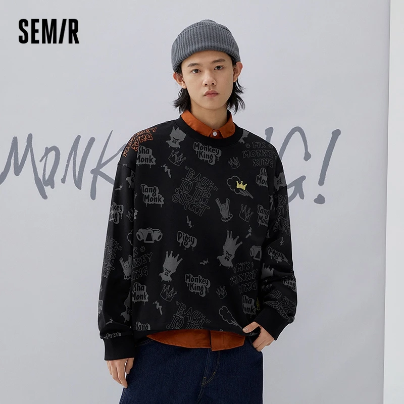 

Semir Sweatshirt Men 2022 Autumn New Print Trend Loose Campus Drop-Shoulder Top Hoodie