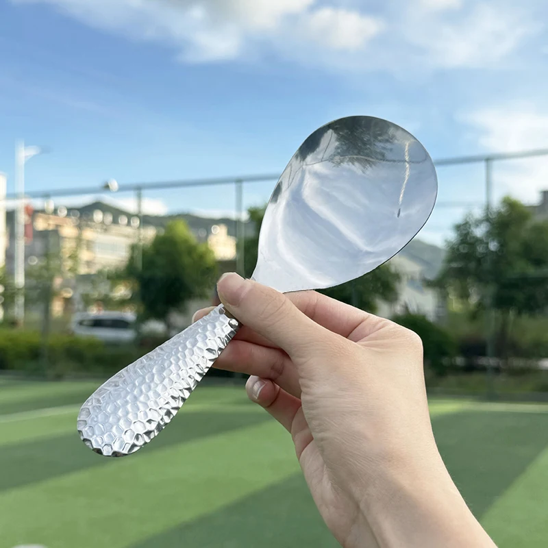 Stainless Steel Hammer Patterned Rice Spoon Cafeteria Restaurant Self-Service Rice Shovel Household Spoon
