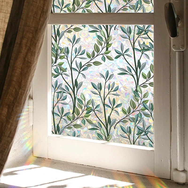 Description Picture 6 of itemGreen Plant Vine 3D Glass Film Application Sunshade Window Sticker Home Decoration Stickers Flower Shaped Window Film Home Decor