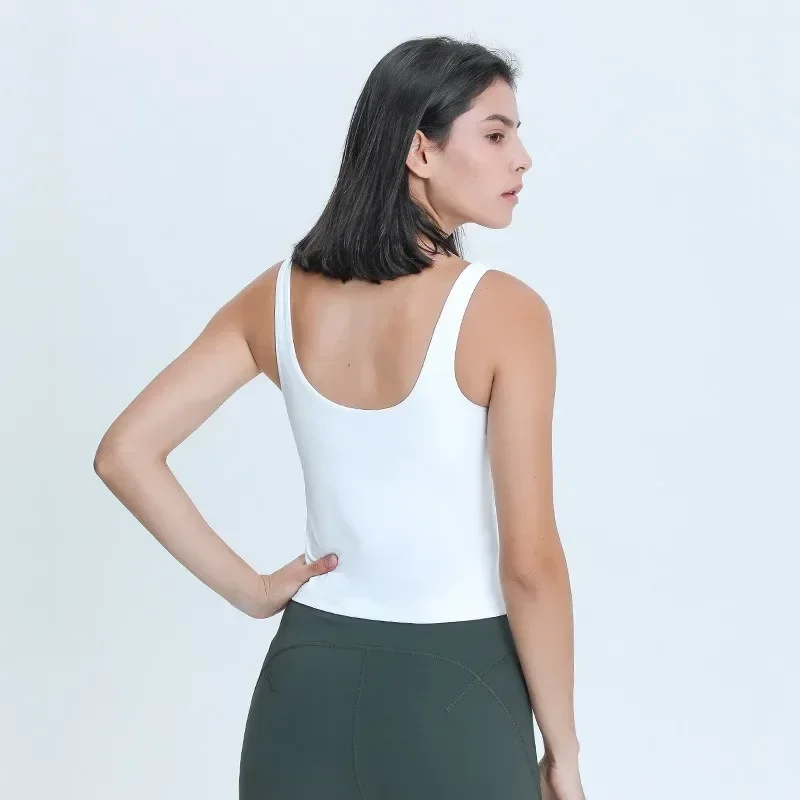 Lemon U-Shaped Back Stretchy Workout Gym Yoga Bras Women Long Length Tank Sexy Sports Sleeveless Shirt Athletic Tops