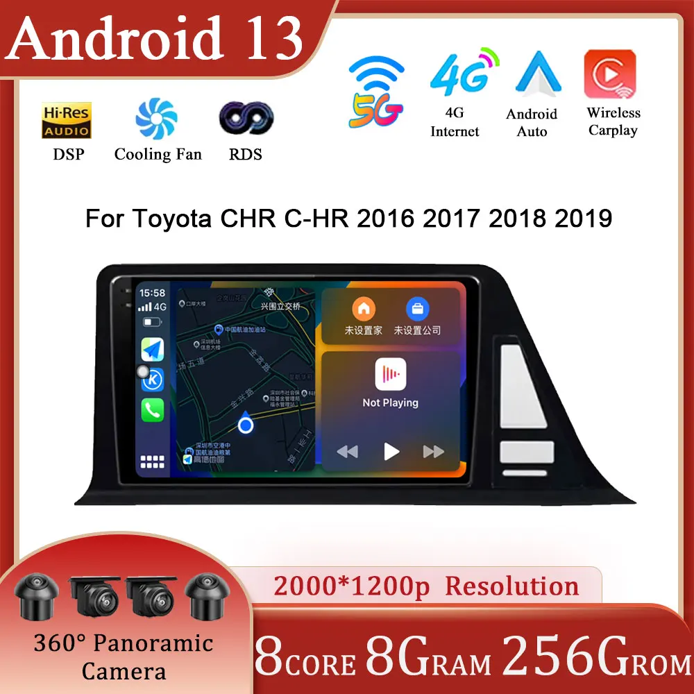 

Для Toyota CHR 2016 2017 2018 2019 Android 13 автомобильное радио, мультимедийный плеер, навигатор GPS Carplay 4G WIFI