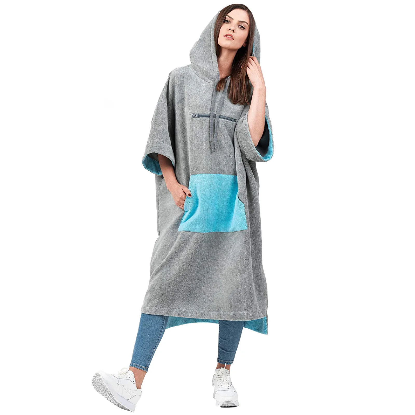 Beach Swimming Surfing Poncho for Adult Thicken Changing Robe with Hood Outdoor Sport Bath Dress Towel Microfiber Diving Cloak 4