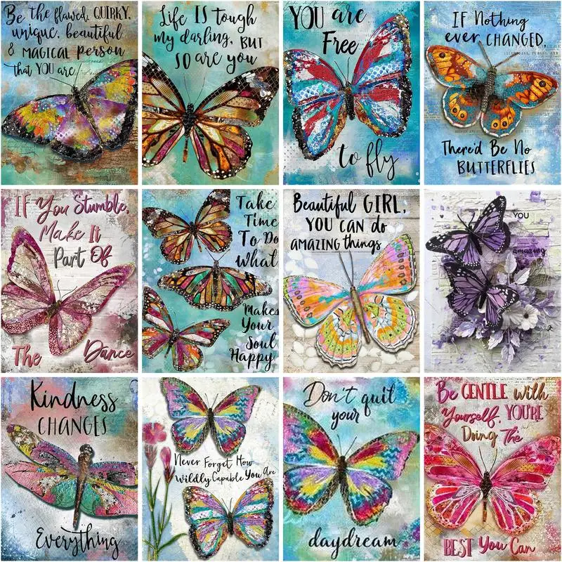 

CHENISTORY Pictures Butterfly Poster Scenery By Numbers Handpainted Coloring Drawing Kits Canvas Oil Painting Diy Home Decor Gi