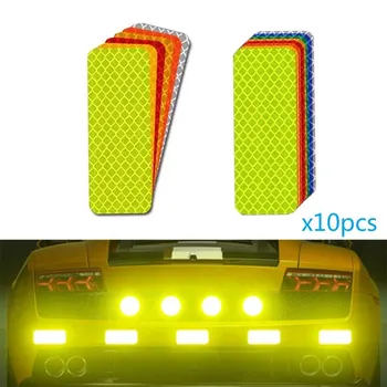 10 pz 3*8 cm Paraurti Auto Adesivi Riflettenti Striscia di Avvertimento Riflettente Nastro Riflettore Sicuro Decalcomanie Avvertimento di Sicurezza