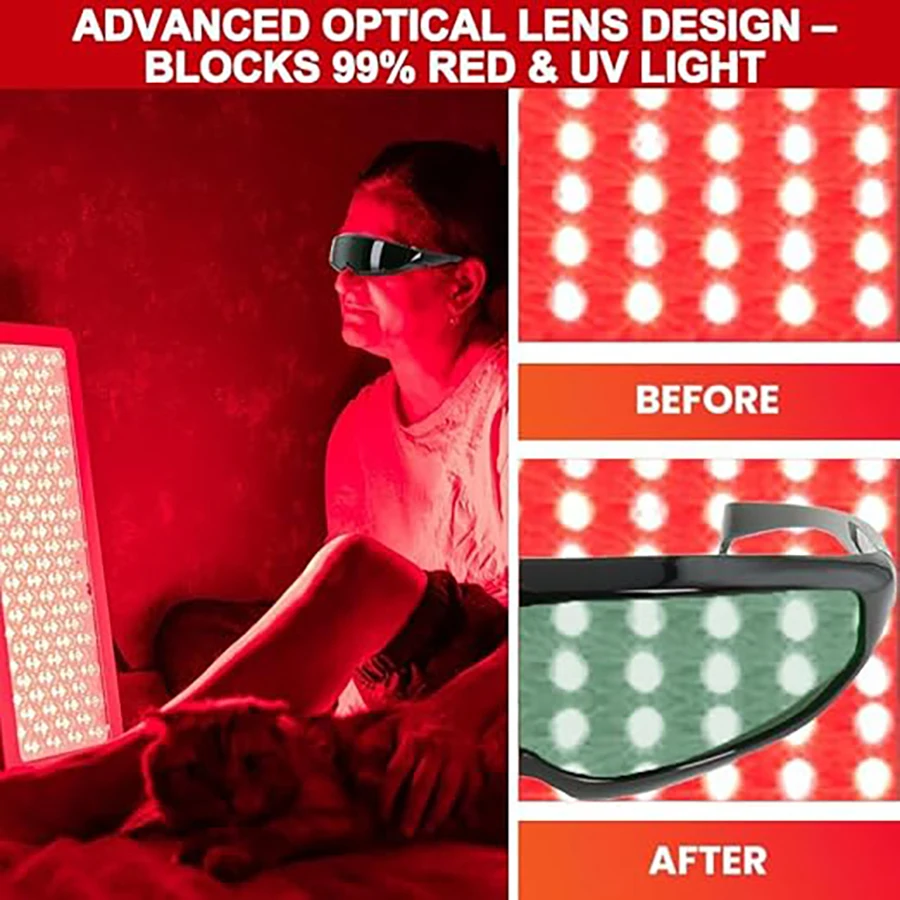 Enhanced Red Light Therapy Eye Protection Goggles for Optimal Visibility During Light Sessions