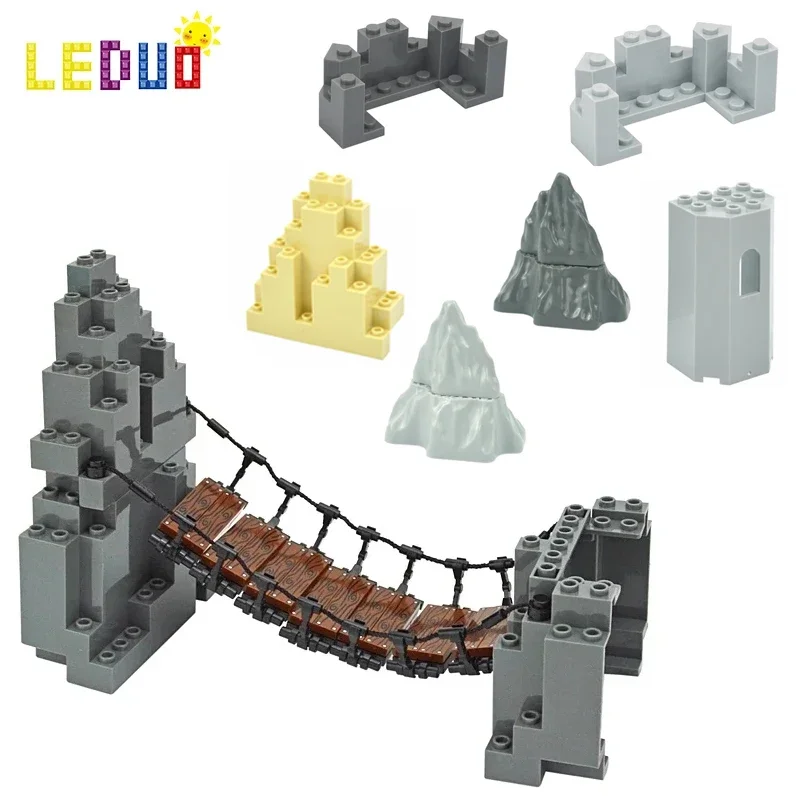 MOC Building Blocks Construction Drawbridge Rock Panel DIY Accessories
