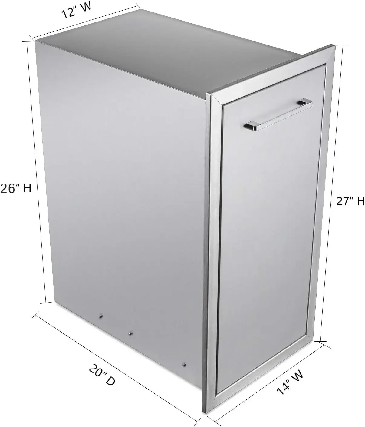 Pull-Out Trash Drawer Stainless Steel Outdoor Kitchen Trash Drawer Storage for One 10 Gallon Commercial Wastebasket 3