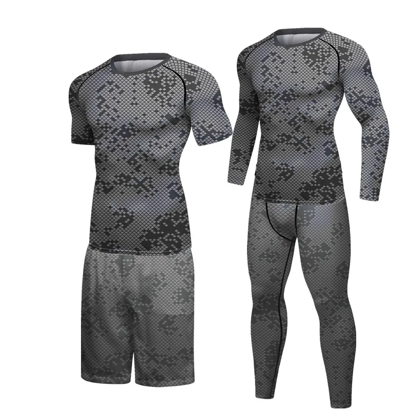 

Men Compression Boxing Jerseys Sports Suits Quick Dry MMA Rashguard Training Men Gym Fitness T-shirt+Leggings Tracksuits Sets