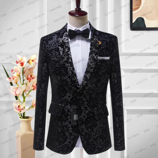 Men Purple Paisley Floral Shawl Lapel Blazer Prom Groom Tuxedo Wedding Suit  | eBay