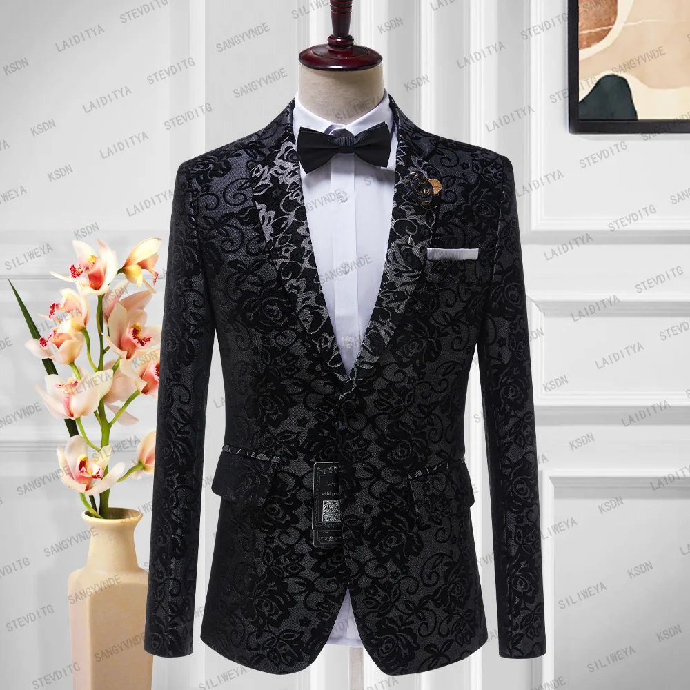 Pink Black and Silver Floral Tuxedo Jacket Slim Fit - Wedding - Prom |  Perfect Tux