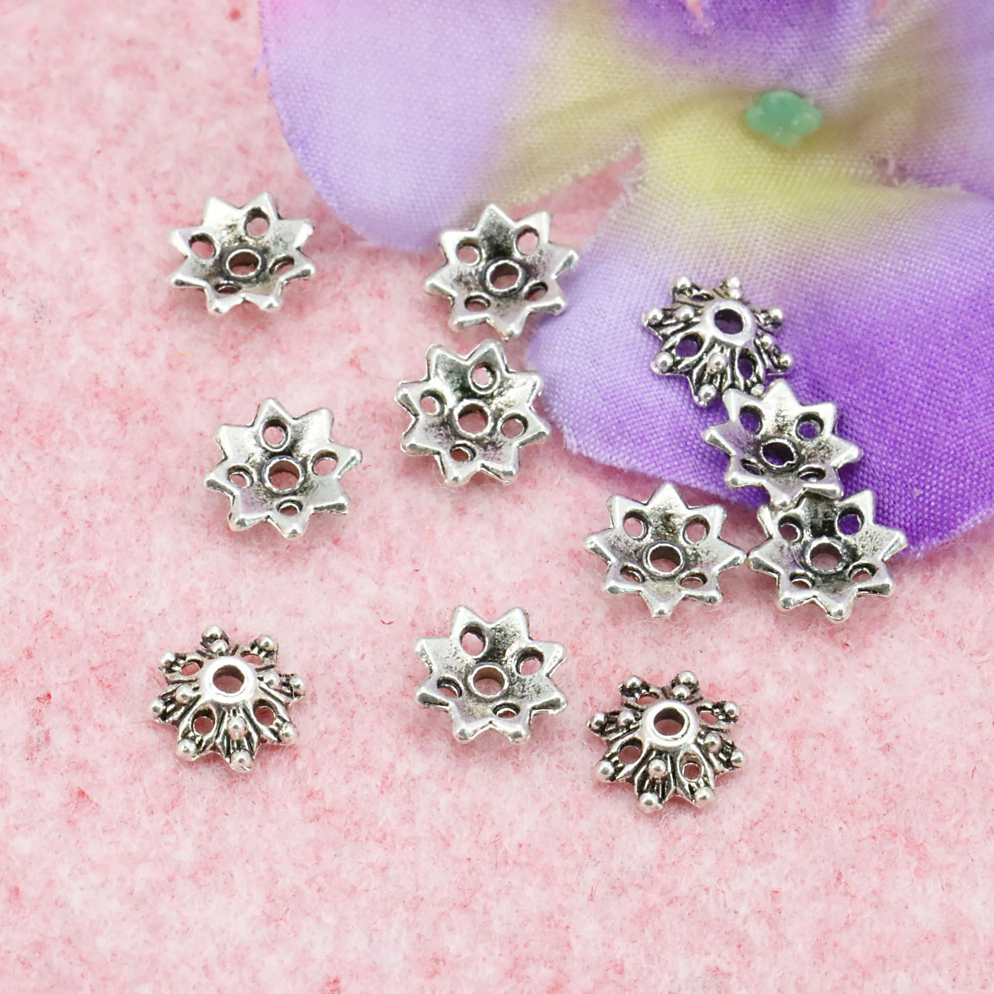 

Flower Receptacle End Caps Spacer Beads Finding Hollow Accessories For Necklace Bracelet Earrings Jewelry Making 9x3mm 5PCS