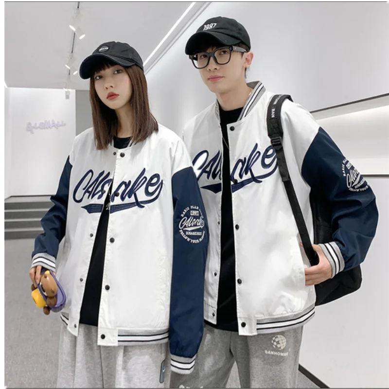 Men Baseball Jackets 2023 Spring New Long Sleeve Bomber Jacket Ins Hip Hop Youth Couples Jacket Men Loose Coat A0007