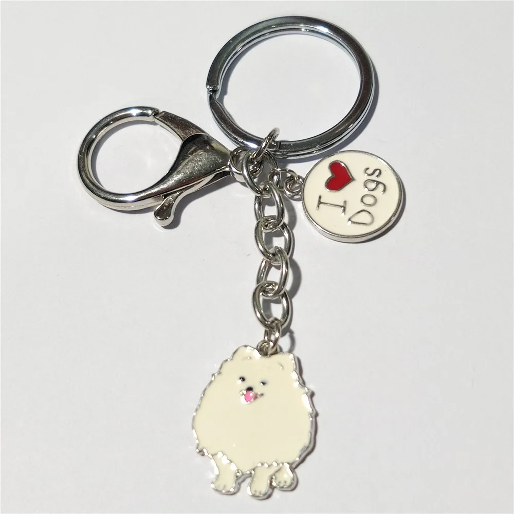 Custom Promotional Cute Pomeranian Dog Pendant Fashion Jewelry Bag Charm Pet Tag Key chains |