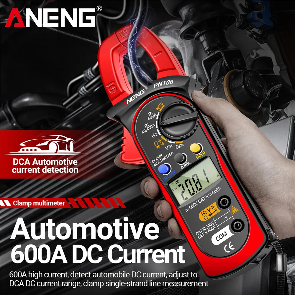 ANENG PN106 Clamp Meter Multimeter AC/DC Voltage Current Resistance Capacitor NCV Induction True RMS Electrician Meter Test Tool