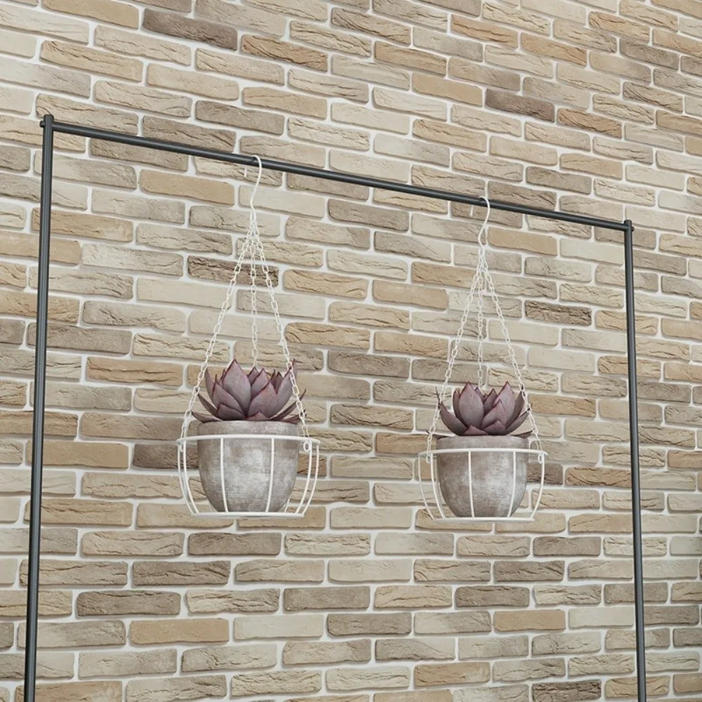 Vintage-Style Iron Hanging Planter with Chain - Round Pot Tray Holder