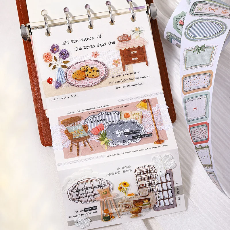 1pcs/1lot 장 접착 테이프 태그 응집 쥬브 저널 DIY 종이 일본어 마스킹 스크랩북 스티커