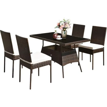 5-Piece Wicker Patio Dining Set 1