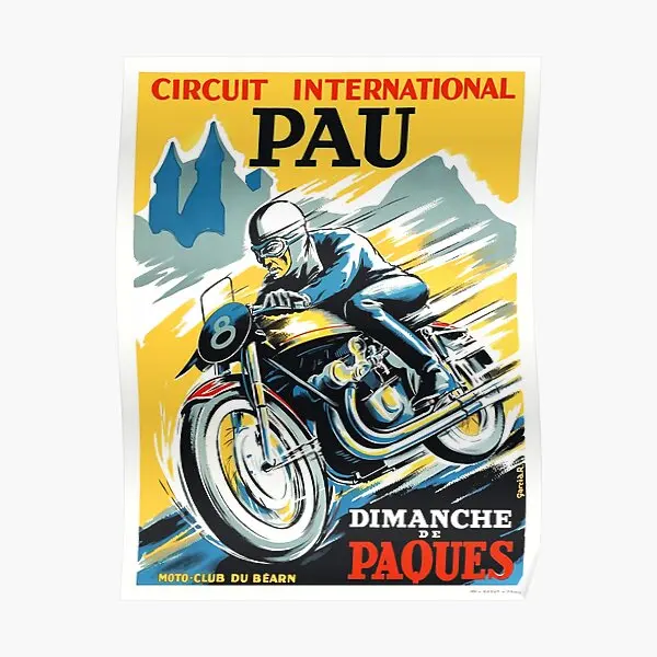 

1950 Pau французский Гран-при мотоцикл РА плакат Декор винтажная Живопись Искусство роспись смешное Украшение печать дома картина без рамки