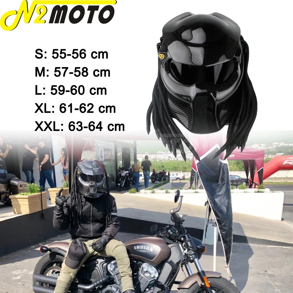 

Motorcycle Helmet Carbon Fiber Predator Helmet Full Face Iron Man Helmet Black Iron Warrior Helmets Outdoor S M Motorbike Helmet