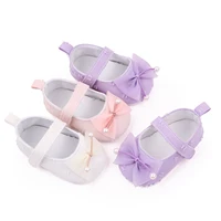 Baby Girls Bowknot Flats Soft Sole Non-slip Princess Wedding Dress Walking Shoes for Newborn Infant Toddler 3-11M 1