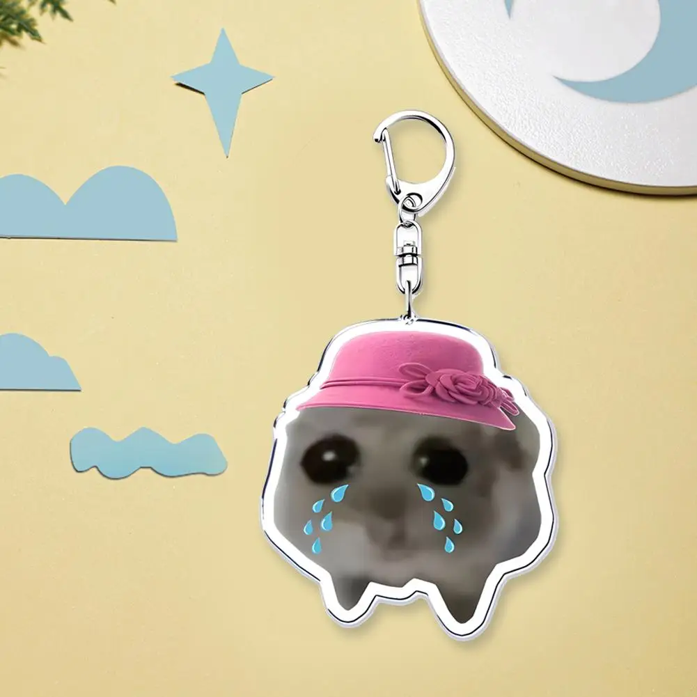 Funny Meme I Am Just A Girl Sad Hamster Key Chain Popular Key Chain Keychains For Bag Pendant Keyring Jewelry Fans Gifts
