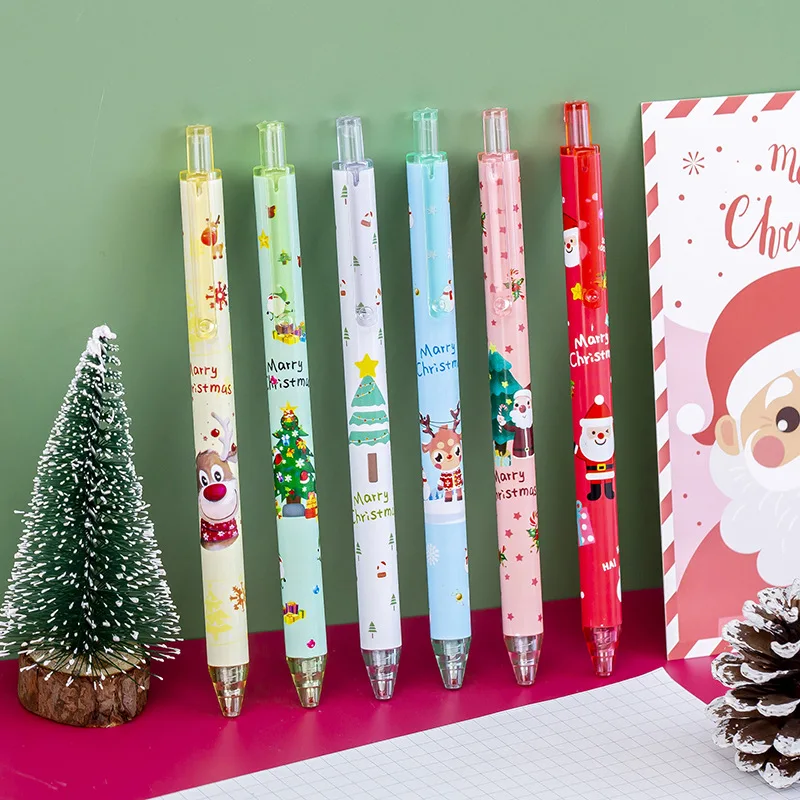 

24 pcs wholesale Christmas gift card pass press gel pen creative black press water pens signature student stationery wholesale