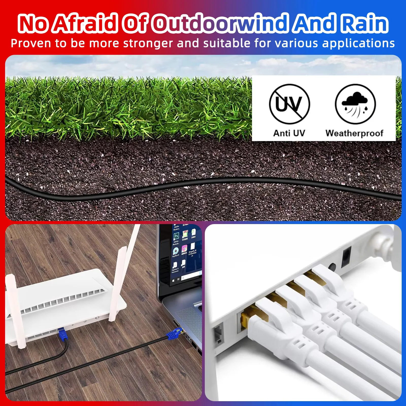 High-Speed CAT8 Ethernet Cable - Shielded 40Gbps RJ45 Network Cable, Multiple Lengths Available