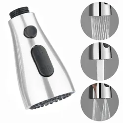 Water-Saving Pull-Out Faucet Sprayer Nozzle with 3 Spray Modes (Silver)