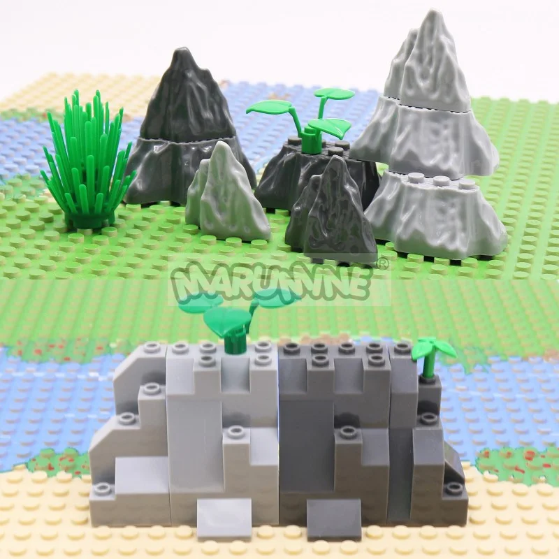 MARUMINE MOC Blöcke Bergsteinstein Dschungelgarten Bausteine DIY Teile Zubehör Kompatibel mit 6083 47847 6082 23996 – Detail 3