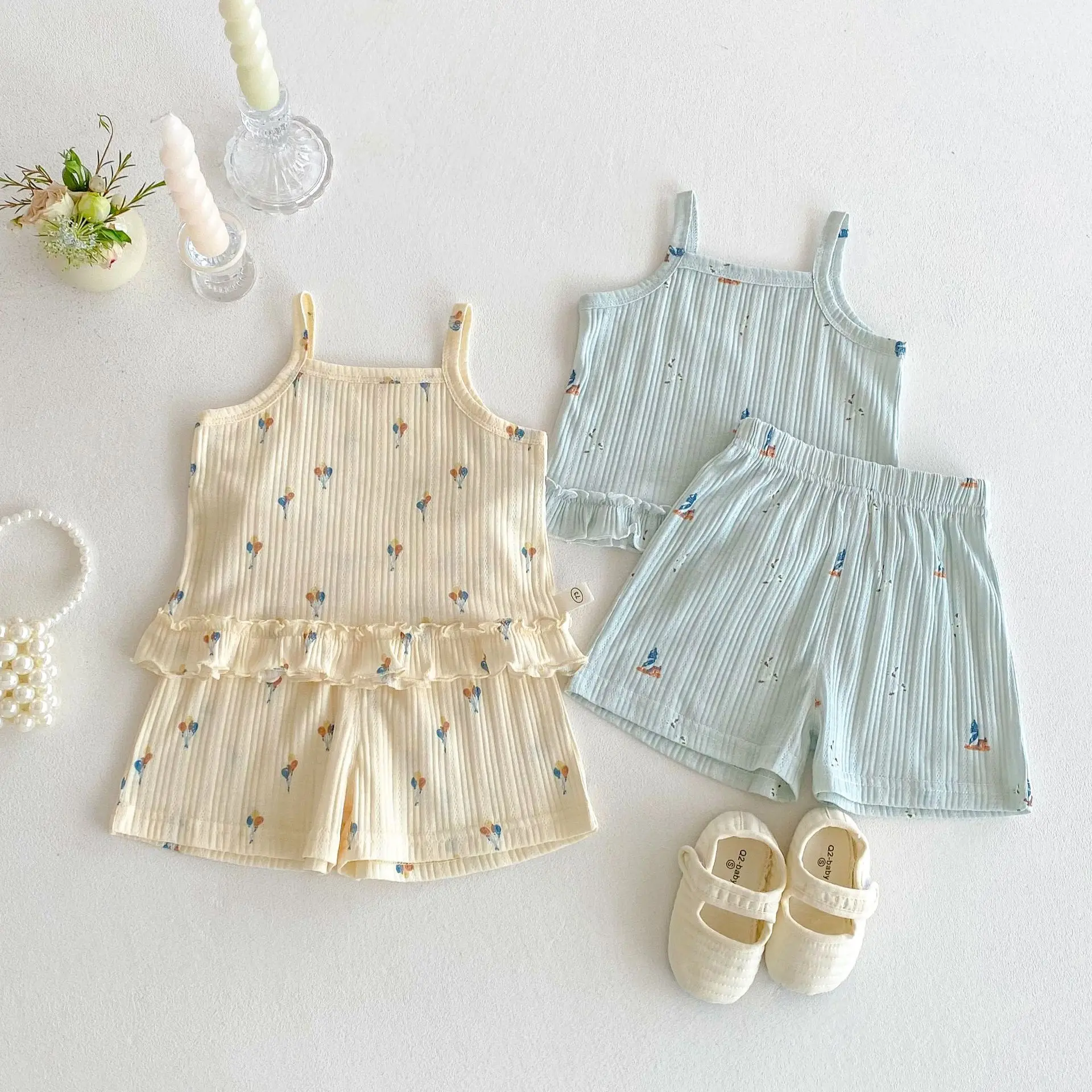 Girls Summer Clothing Set Camisole Tee And Shorts