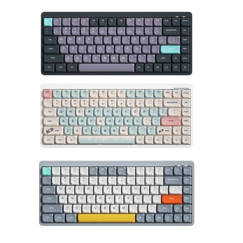 

69HA Wired/2.4G/ Bluetooth-compatible 5.0 Mechanical Gaming Keyboard 75% Compact YK75 White Backlit Keyboard for Desktop