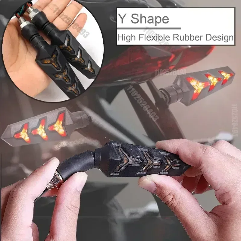 2PCS 12V LED Motorcycle Water Flowing Turn Signal Lights Indicator Lamp LED Daytime Running Light