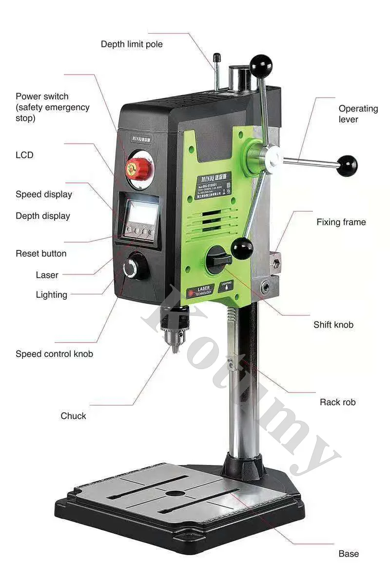 800W Digital Display Bench Drill Small Industrial Grade High Precision Drilling Machine Miniature Multi Function With Lighting 4