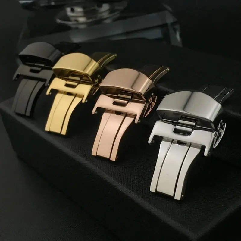 Stainless Steel Polished Butterfly Watch Clasp Strap Buckles
