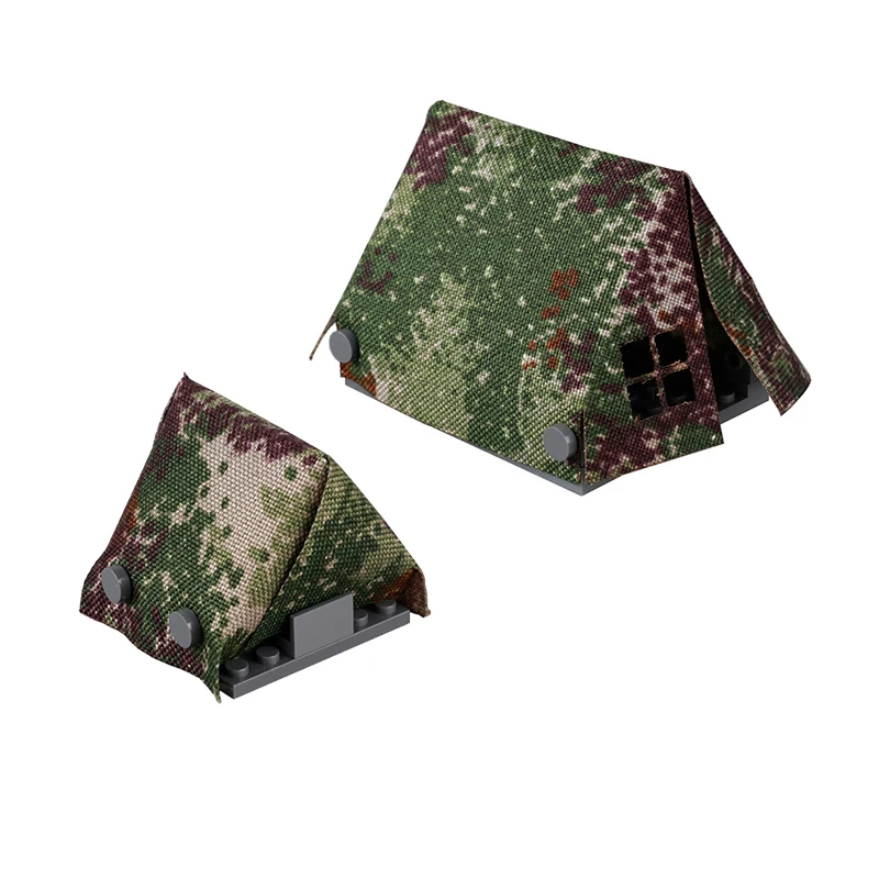 Ww2 Arma Militare Building Blocks Camouflage Marching Tent Army Soldier Field Tende Swat Team Moc Tentage Brick Toys