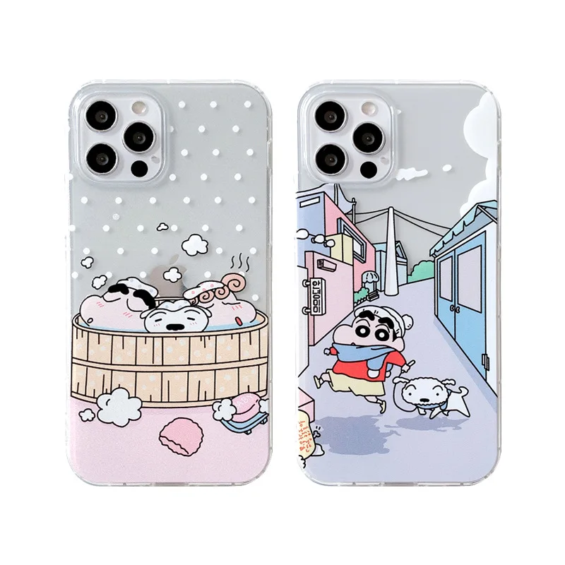 phone pouch case Crayon Shin-chan BANDAI Anime Phone Case For iPhone 11 12 13 Pro MAX 6 6S 7 8 Plus XS 12 13 Mini X XR SE 2020 Transparent Shell molle phone pouch