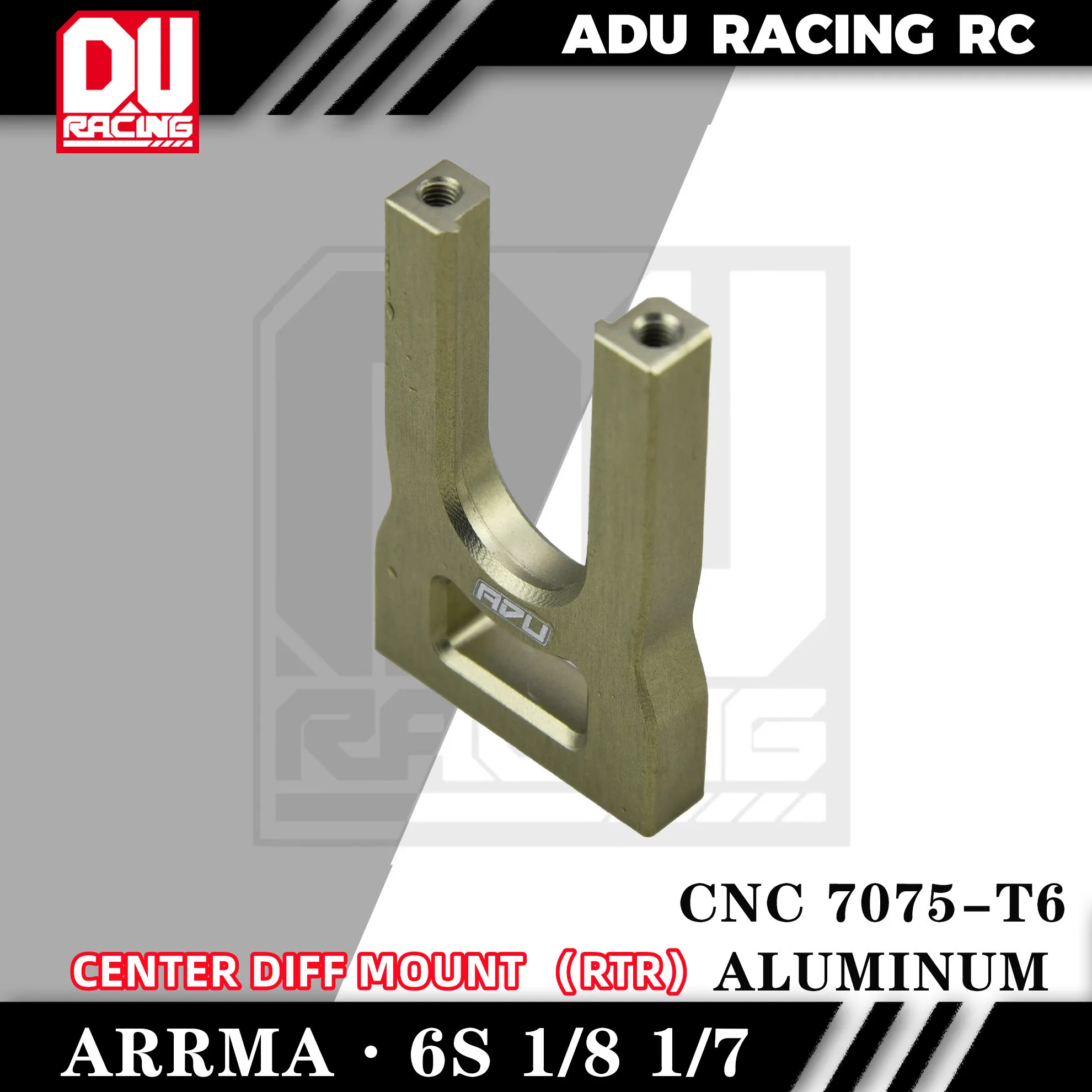ADU Racing CENTER DIFF MOUNT CNC 7075 T6 ALUMINUM FOR ARRMA 6S 1/8 AND 1/7 RTR