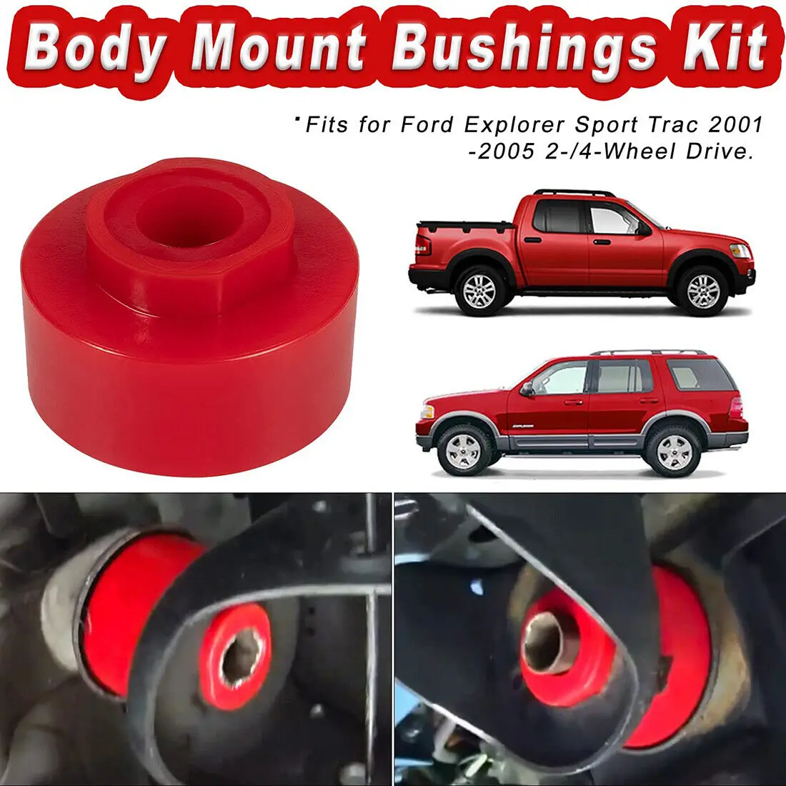 6-116 Body Mount Bushing Kit Fits for Ford Explorer Sport Trac 2001-2005 2WD 4WD Polyurethane Body Mount Kit