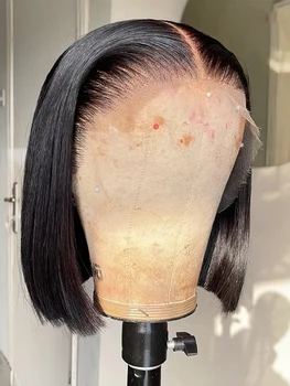 Bone Straight Short Bob Wigs Human Hair HD 13x6 13x4 Lace Frontal Wigs 7x5 Wear And Go Glueless Wigs For Women 250% Pre Cut Lace 1