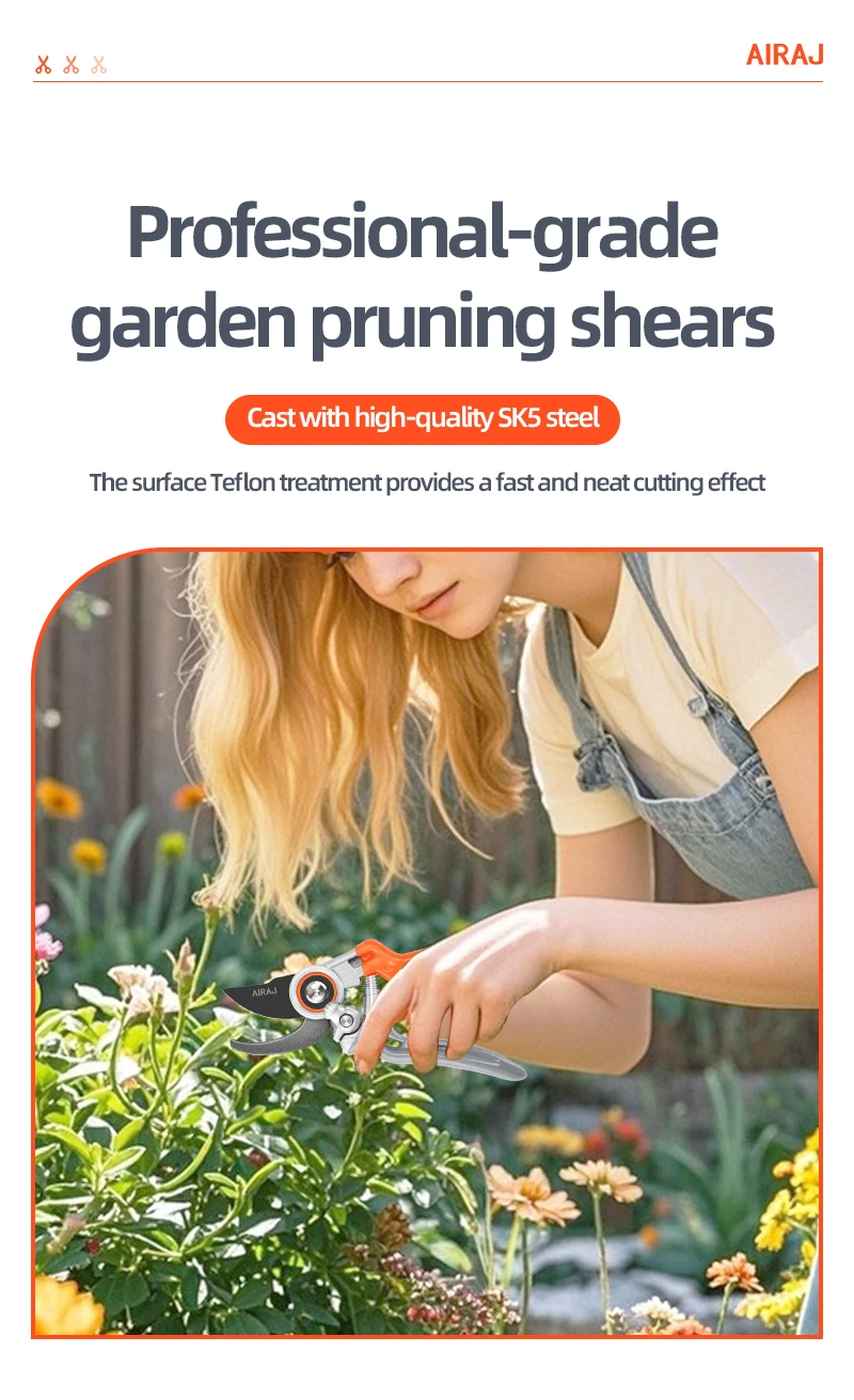 Professional Pruning Shears - Adjustable Multi-Gear Garden Trimmer