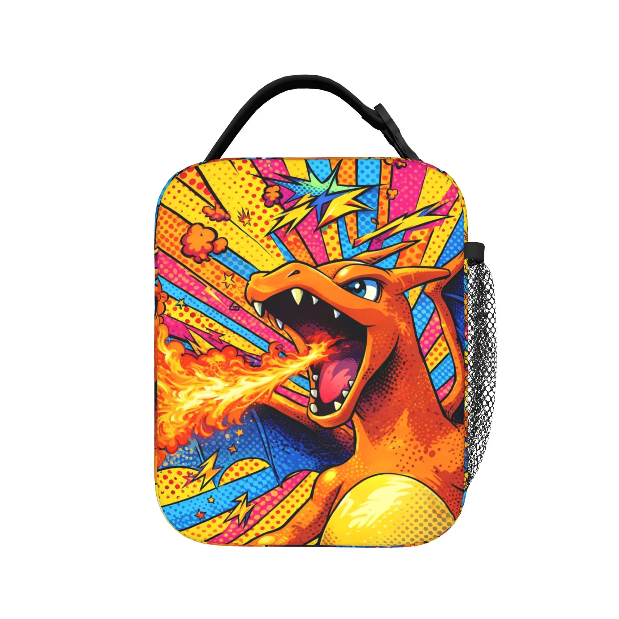 Swirl Fire Manga Lunch Bag - Stylish Portable Oxford Cooler Bag